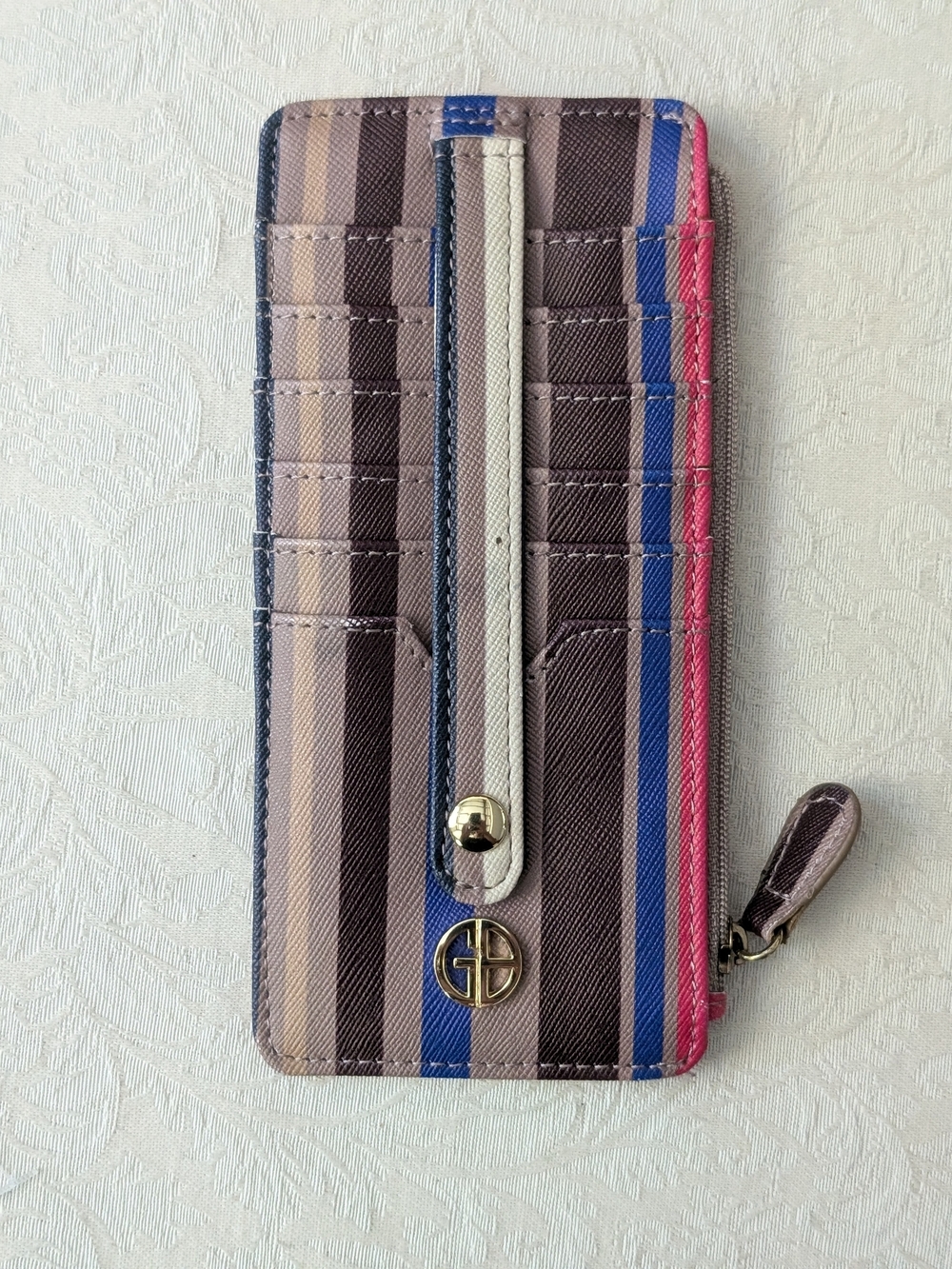 Giani Bernini Multicolor Striped Zip-Around Wallet ID Window Wrist Strap